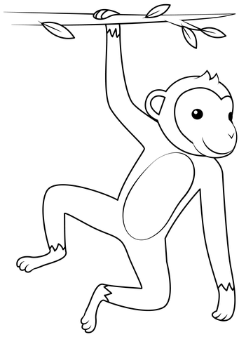 Hanging Monkey Coloring Page